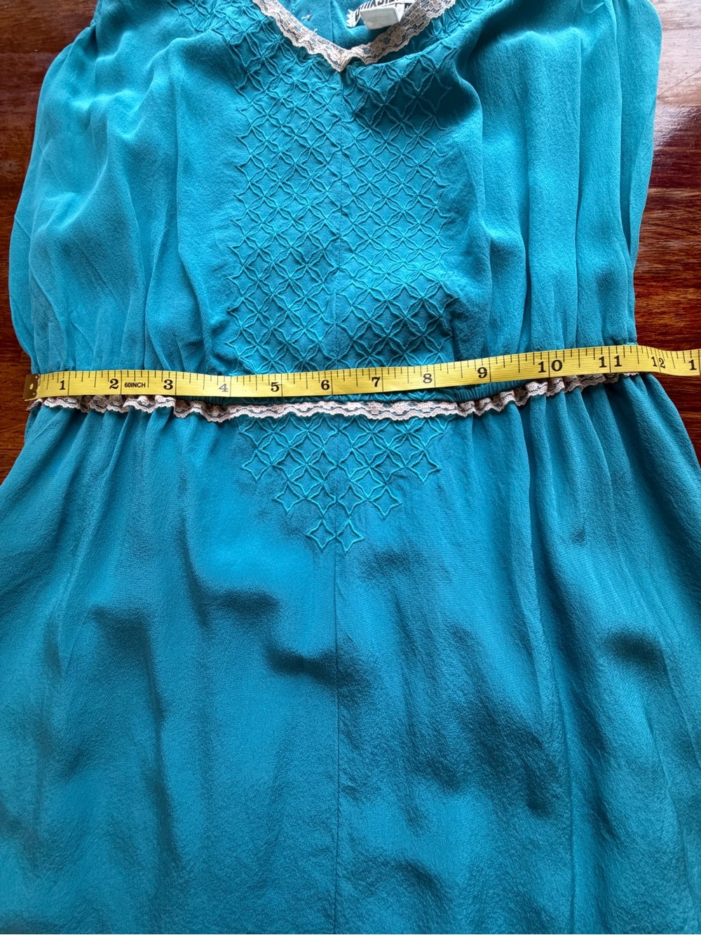 Quiksilver Teal Silk Lace Y2K  Dress As Seen On Selena Gomez Size S Indie Sleaze - Picture 10 of 12